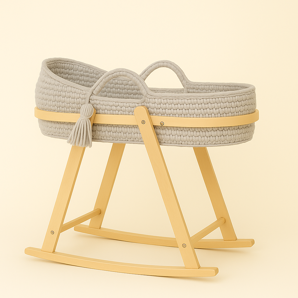 The Saphia Rose – Handmade Crochet Moses Basket with Stand Pre Order