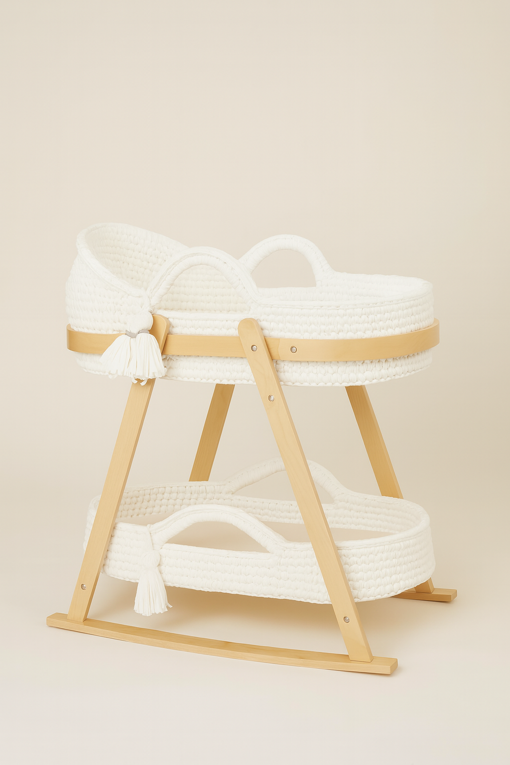The Ayla Rose – Handmade Crochet Moses Basket with Changing Mat and Stand Pre Order