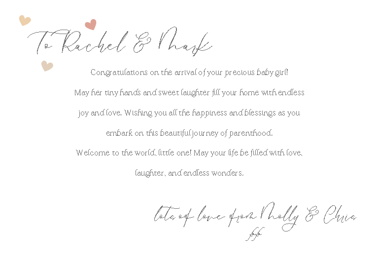 Personalised Baby Girl Card – Custom Name Newborn Gift