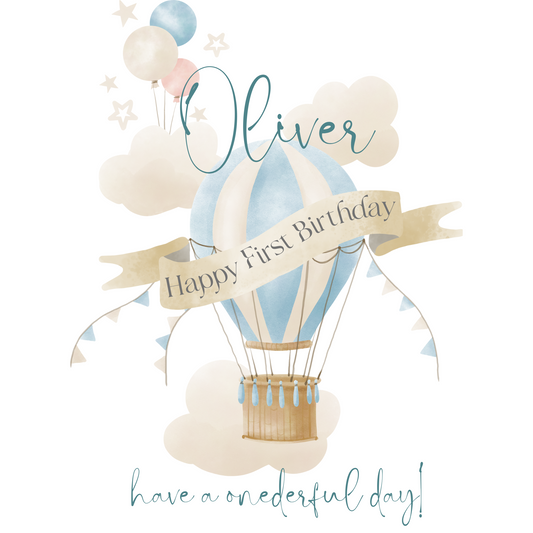Personalised Baby Boy 1st Birthday Card Custom Name Keepsake Gift