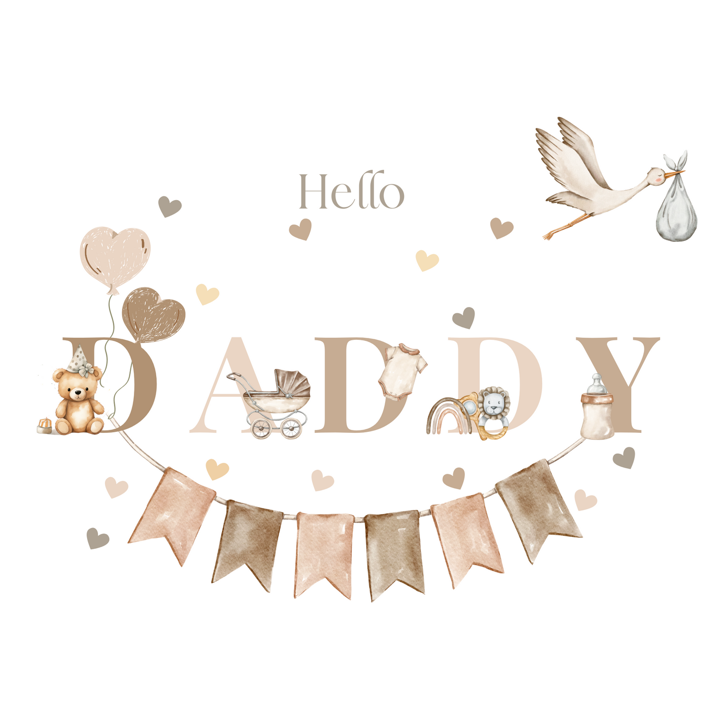 Hello Daddy Pregnancy Announcement Card Cute Baby Reveal Keepsake
