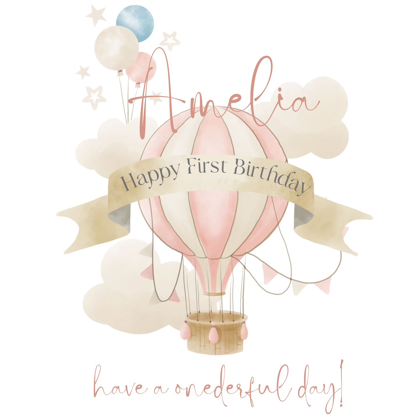 Personalised Baby Girl 1st Birthday Card Custom Name Keepsake Gift