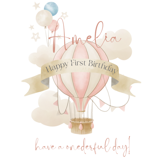 Personalised Baby Girl 1st Birthday Card Custom Name Keepsake Gift